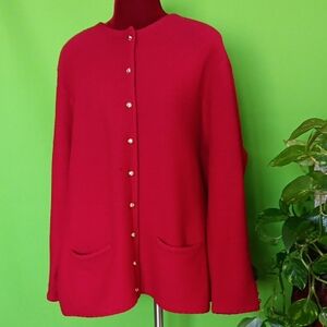 Karen Scott Red Cardigan Sweater, Sz. 3X